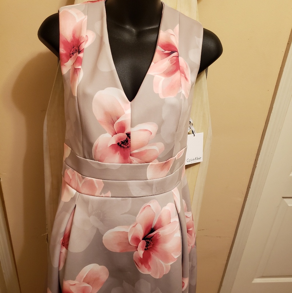 Floral tea length Calvin Klein dress